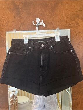 wild fable Black Cuffed High-Rise Denim Shorts